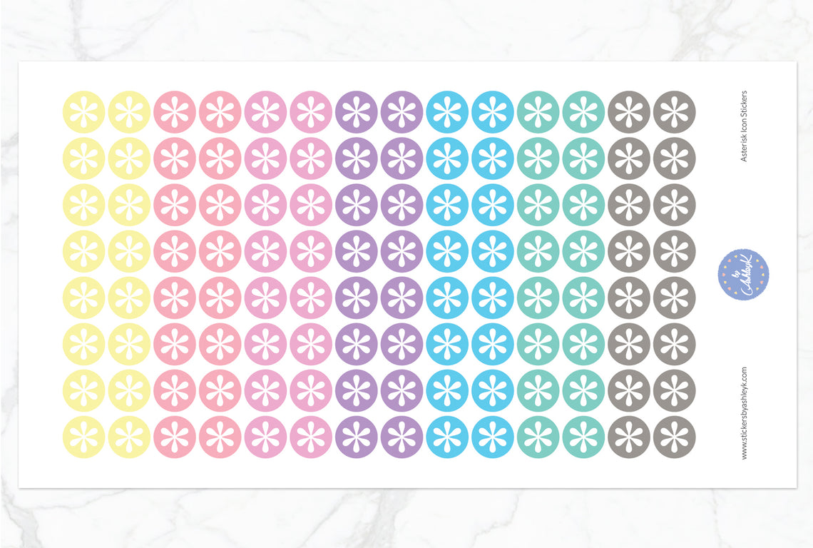 Asterisk Icon Round Stickers - Pastel