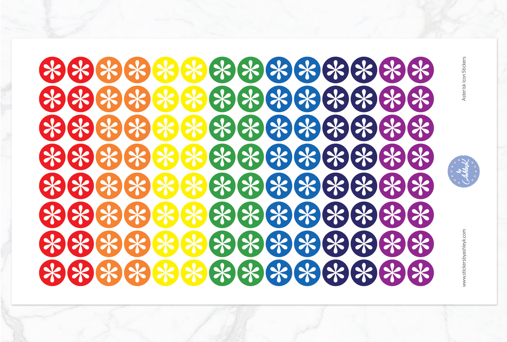 Asterisk Icon Round Stickers - Rainbow
