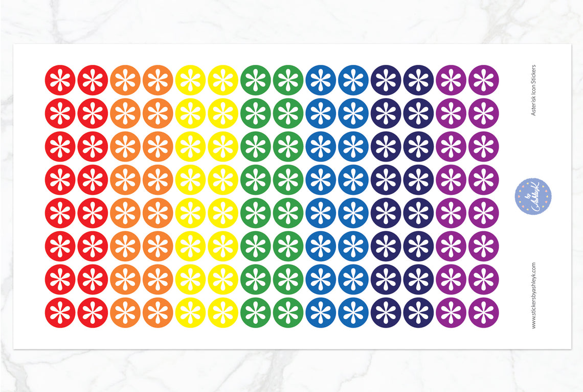 Asterisk Icon Round Stickers - Rainbow