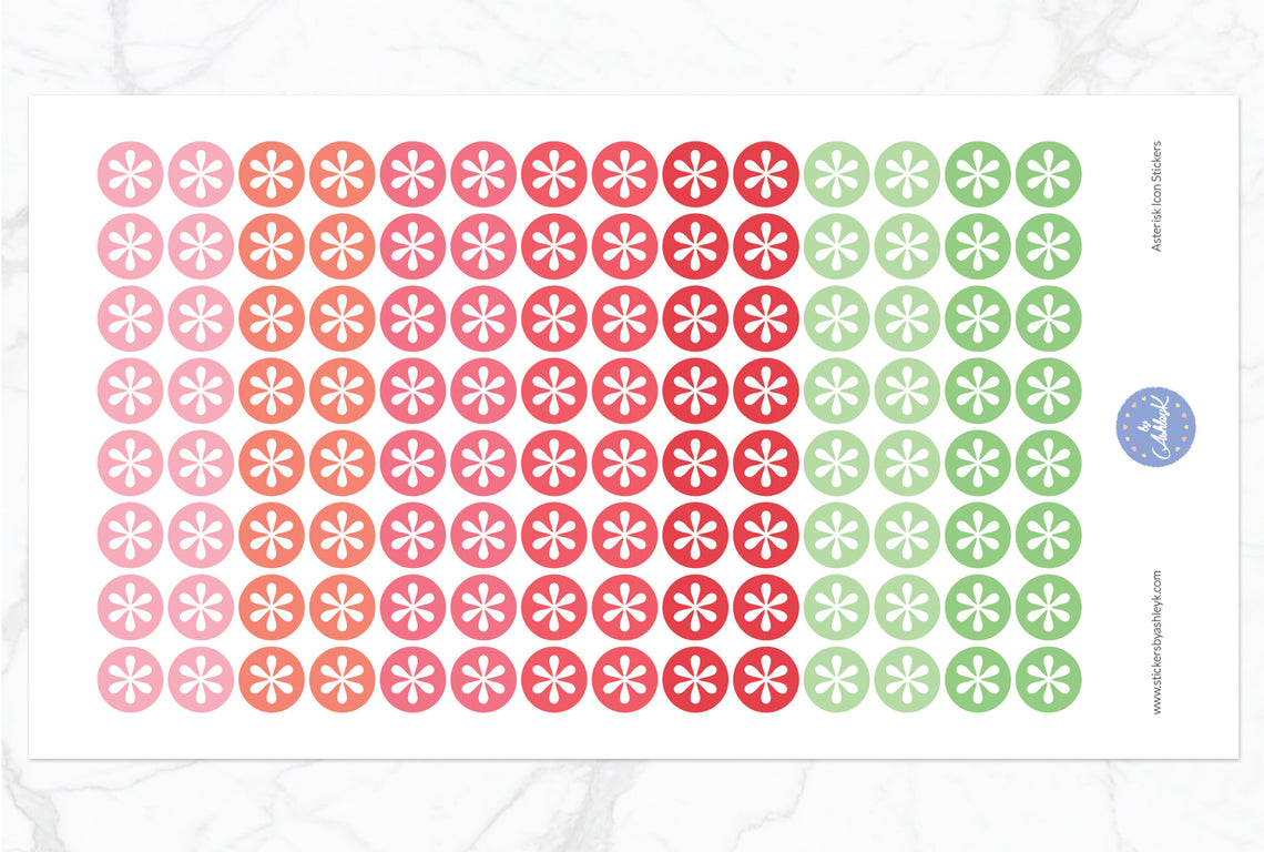 Asterisk Icon Round Stickers - Strawberry
