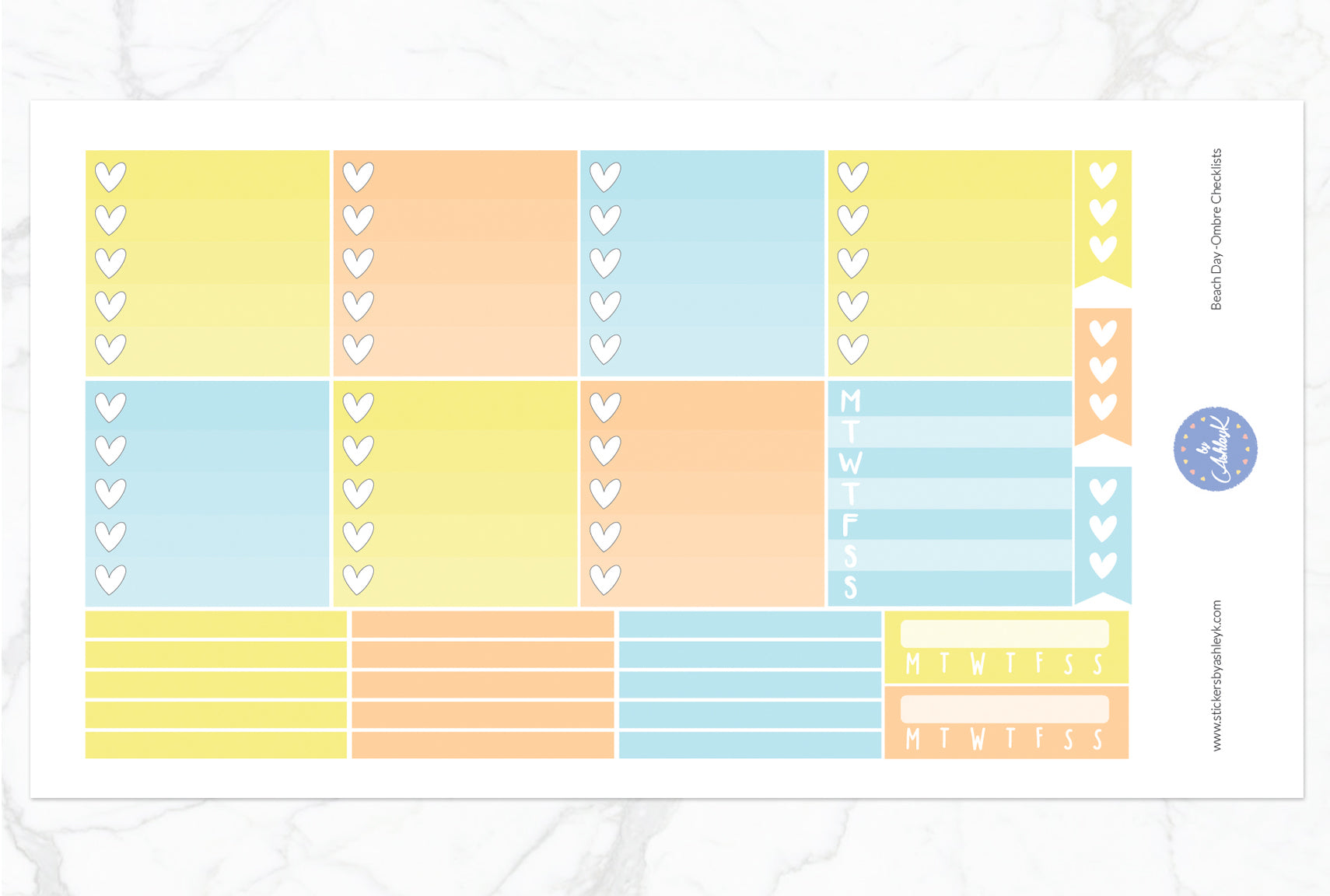 Beach Day Weekly Kit  - Ombre Checklist Sheet