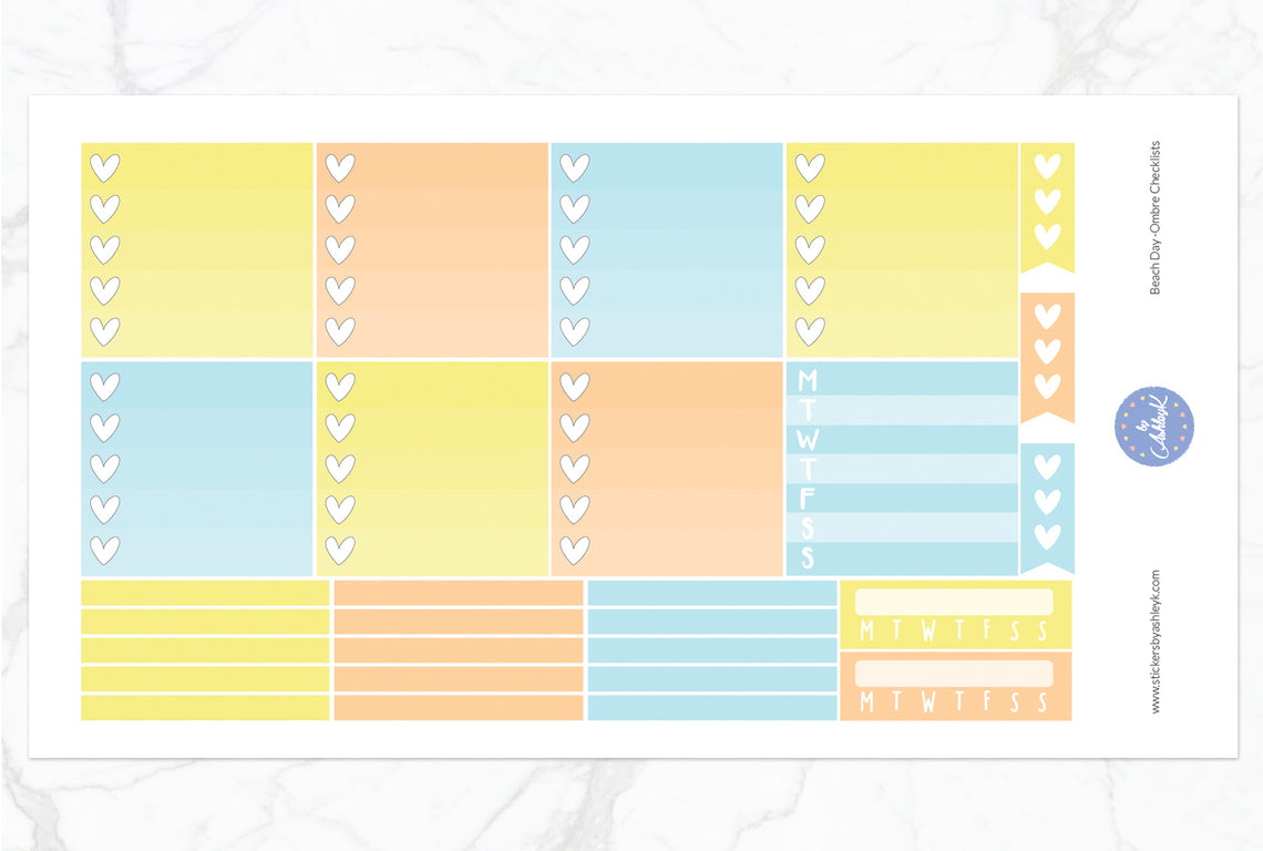 Beach Day Weekly Kit  - Ombre Checklist Sheet