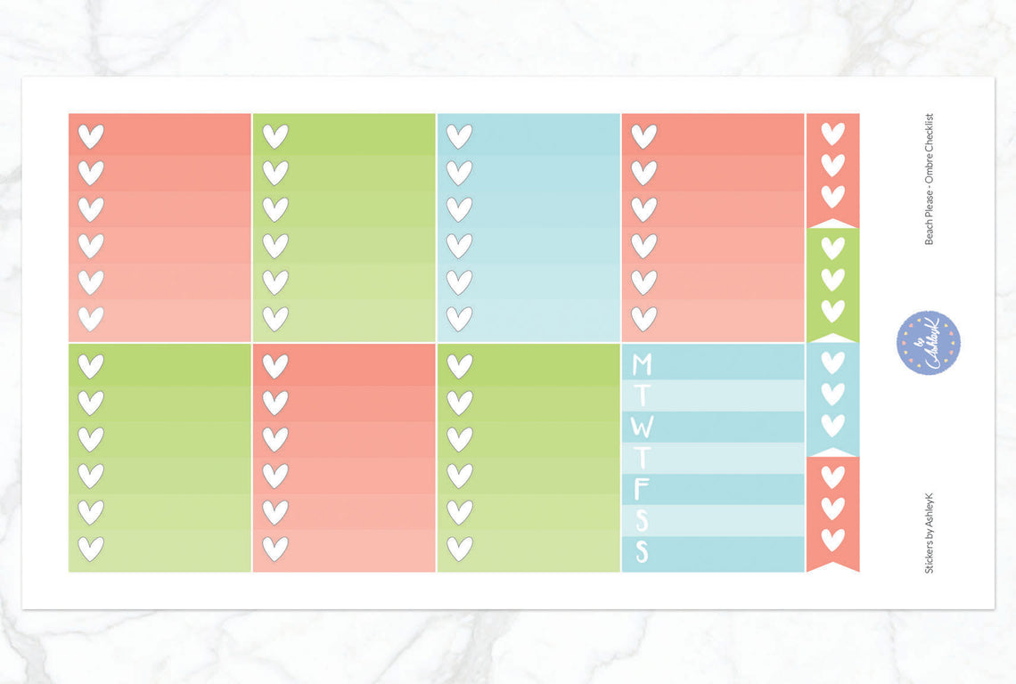 Beach Please - Ombre Checklist Sheet