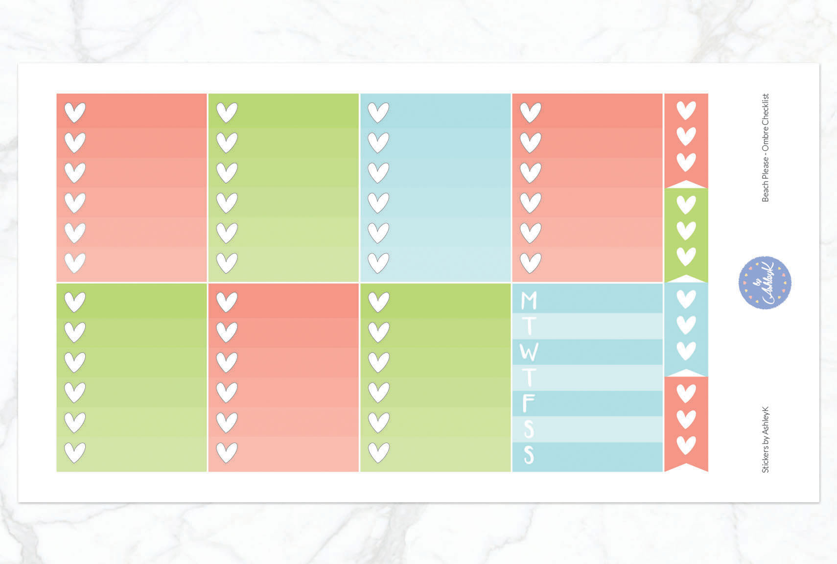 Beach Please - Ombre Checklist Sheet