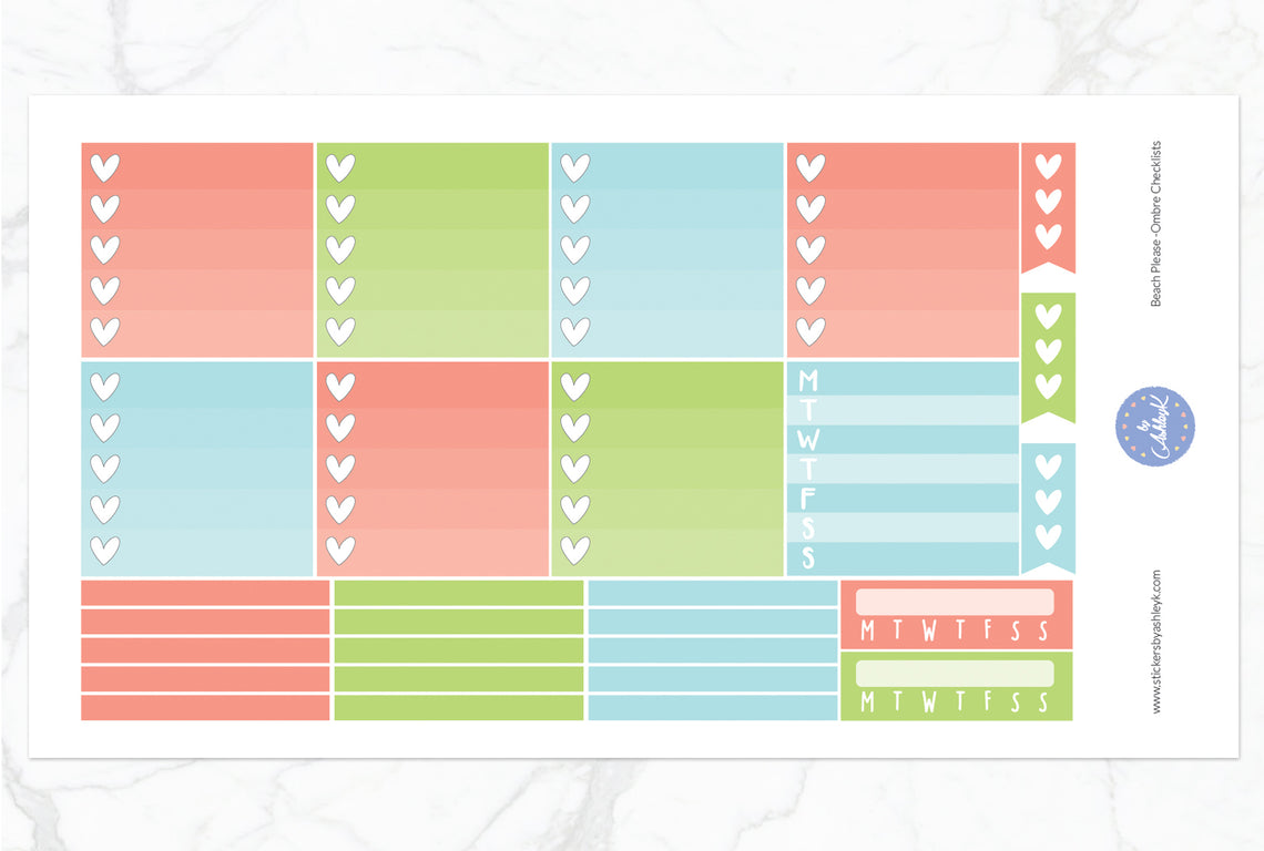 Beach Please Weekly Kit  - Ombre Checklist Sheet