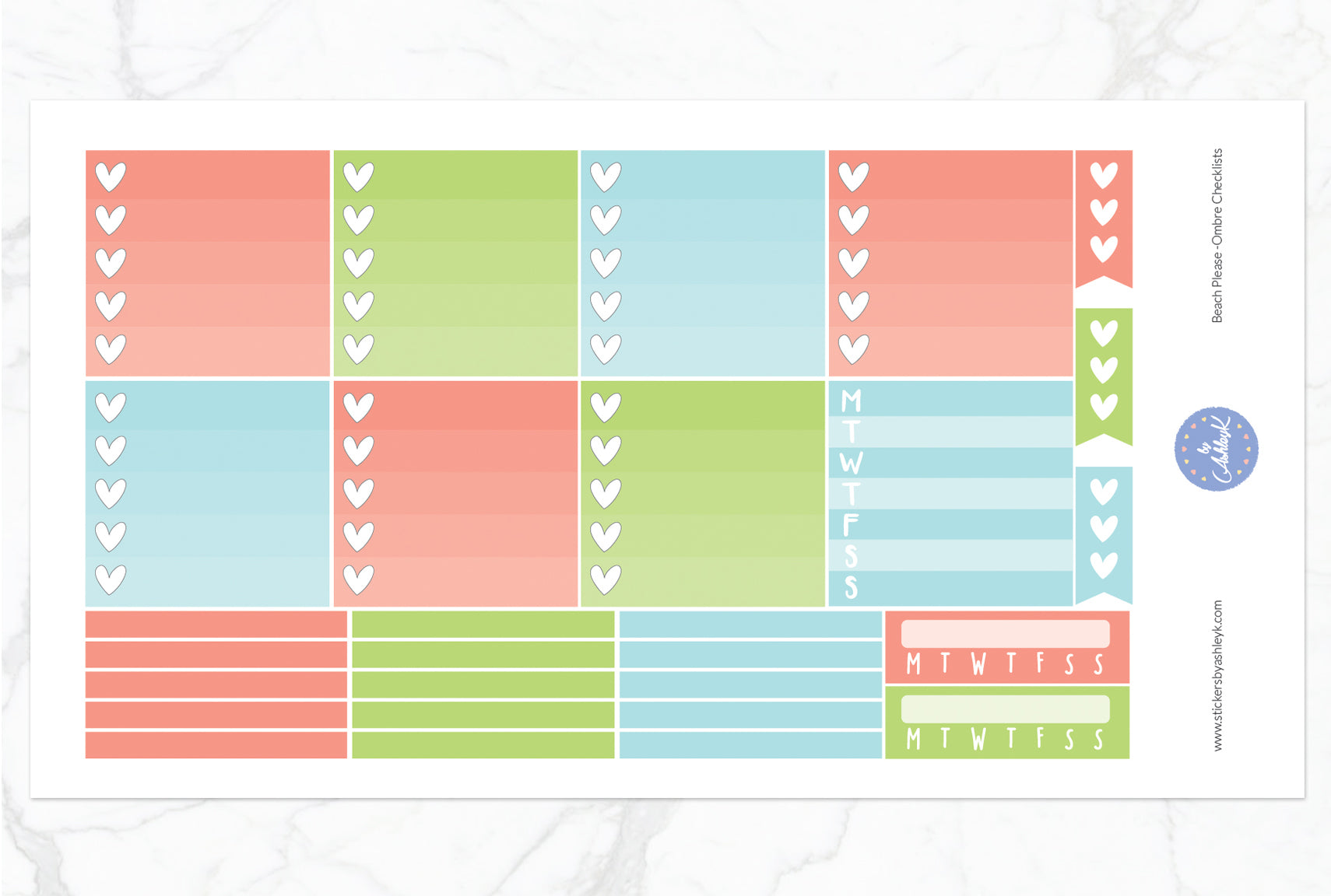Beach Please Weekly Kit  - Ombre Checklist Sheet