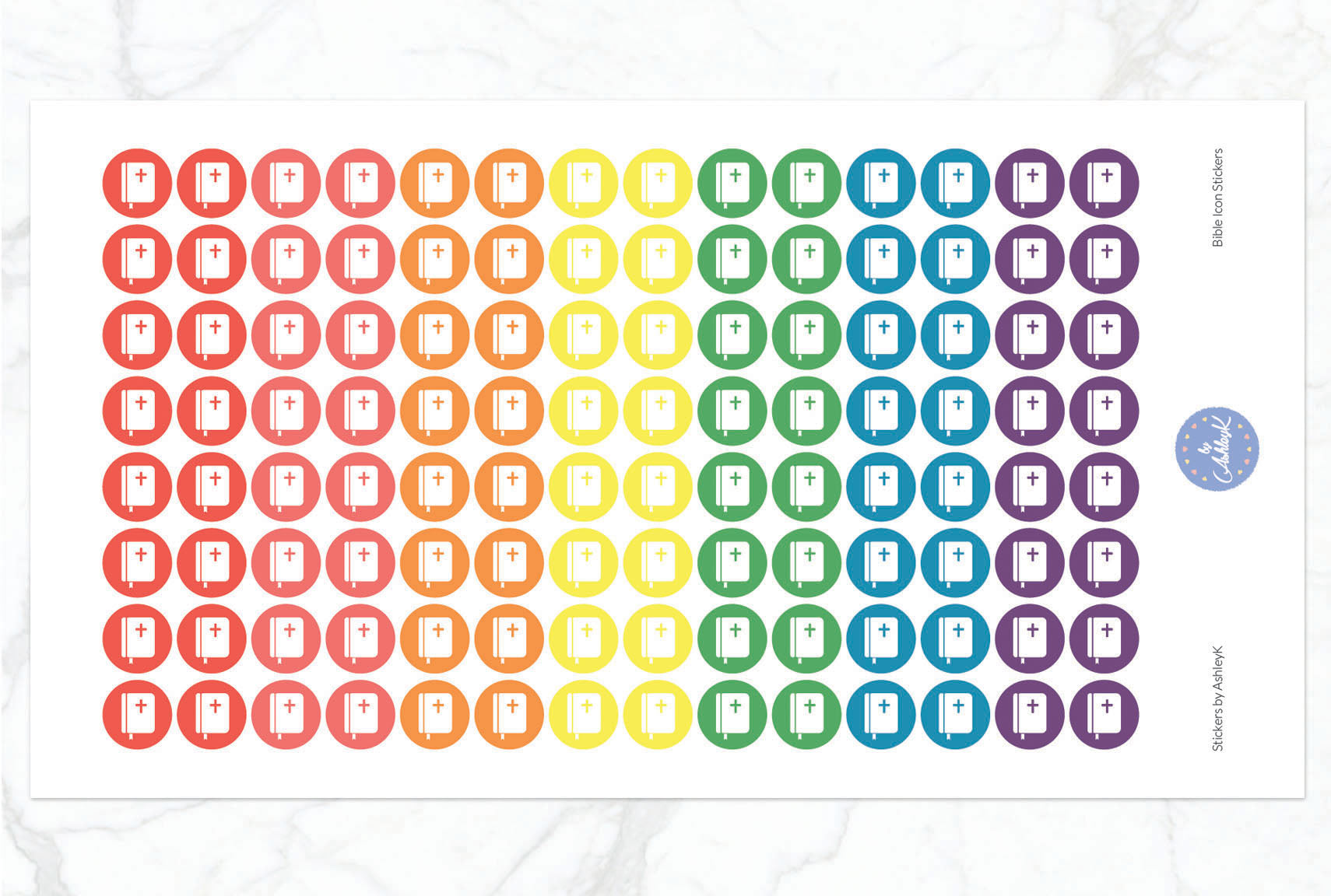 Bible Icon Stickers - Pastel Rainbow