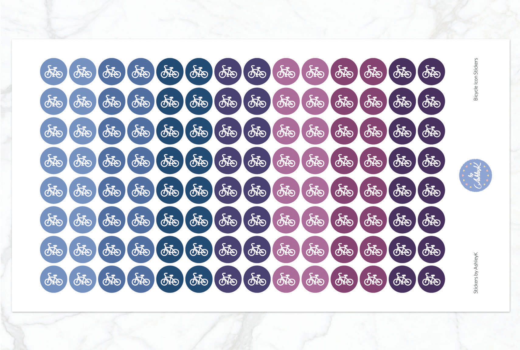 Bicycle Icon Stickers - Blueberry