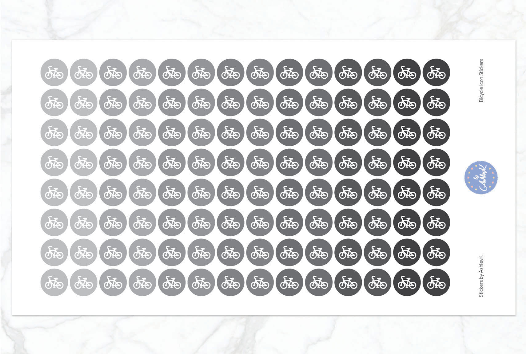 Bicycle Icon Stickers - Monochrome