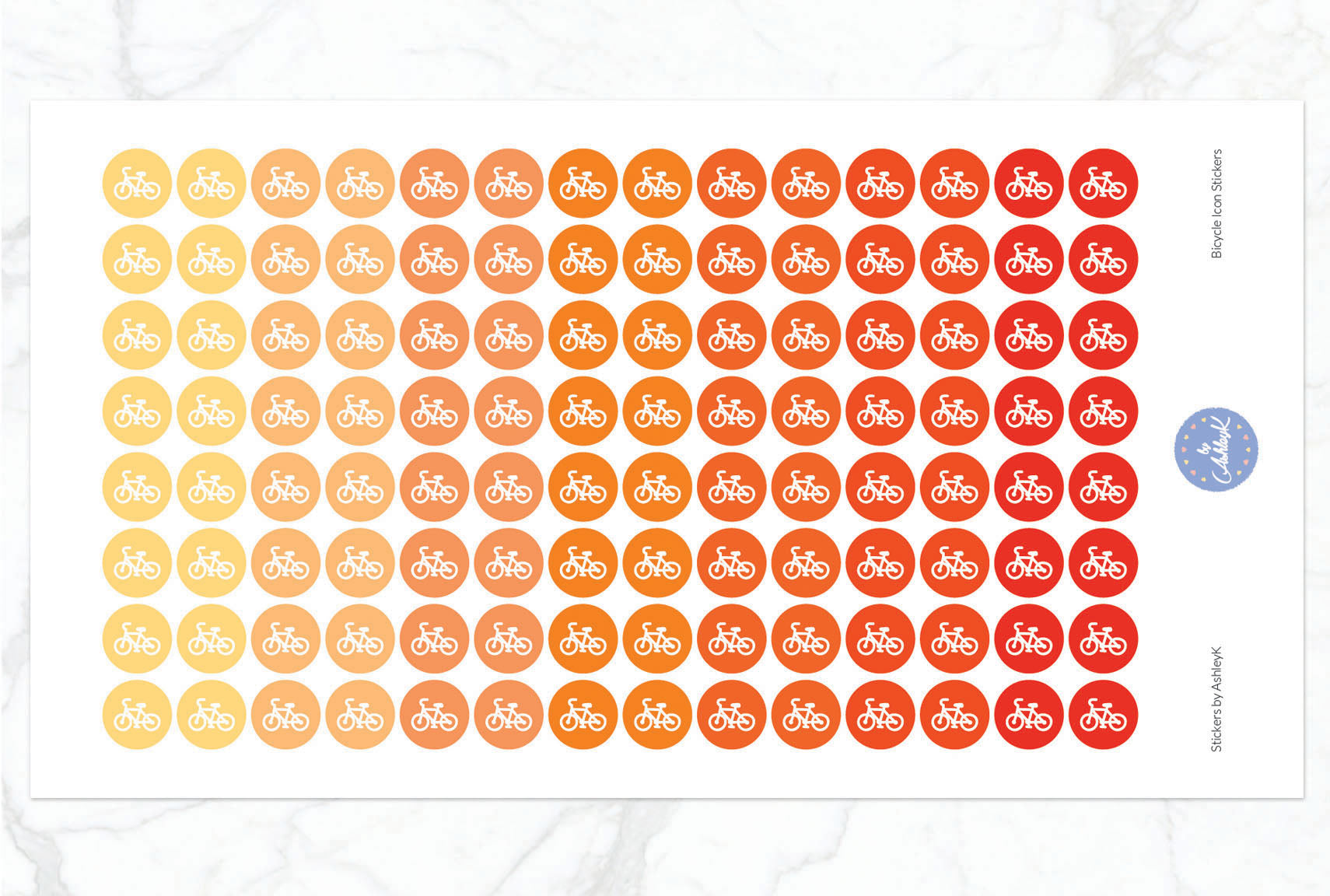 Bicycle Icon Stickers - Orange