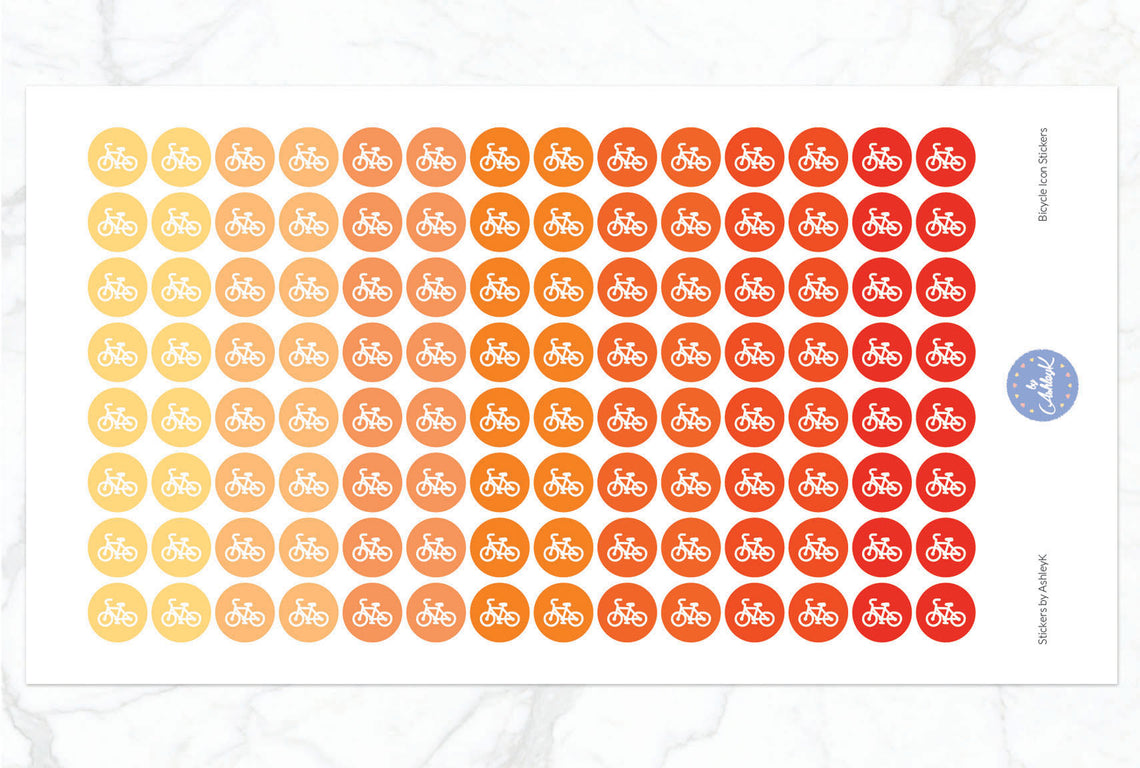 Bicycle Icon Stickers - Orange