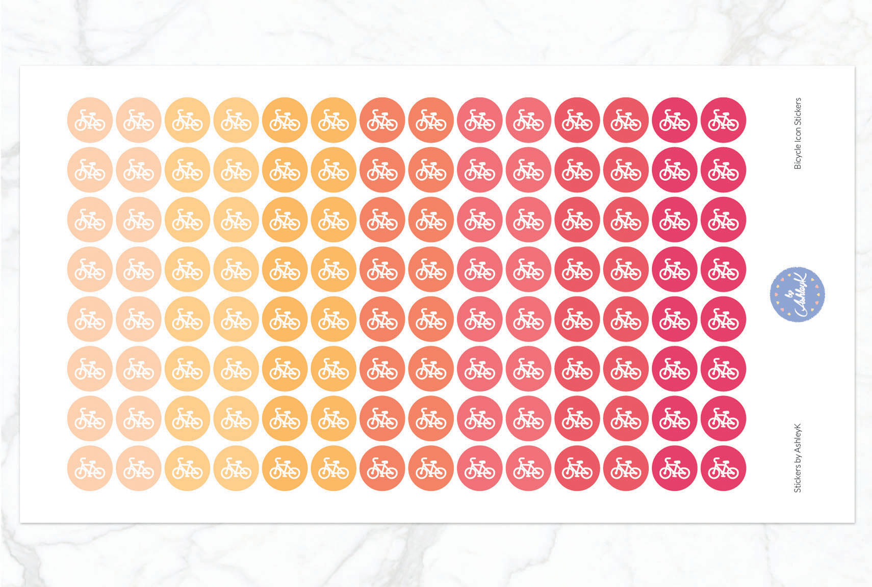 Bicycle Icon Stickers - Peach