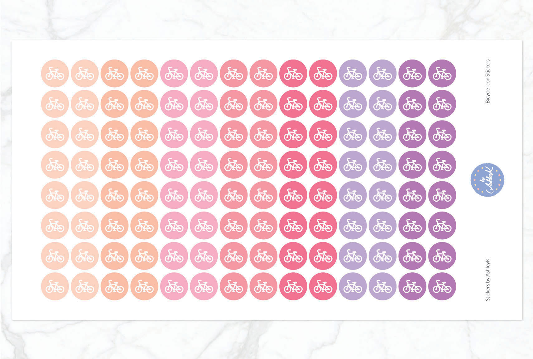 Bicycle Icon Stickers - Raspberry