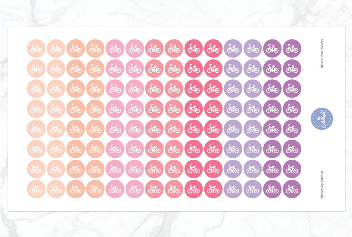 Bicycle Icon Stickers - Raspberry