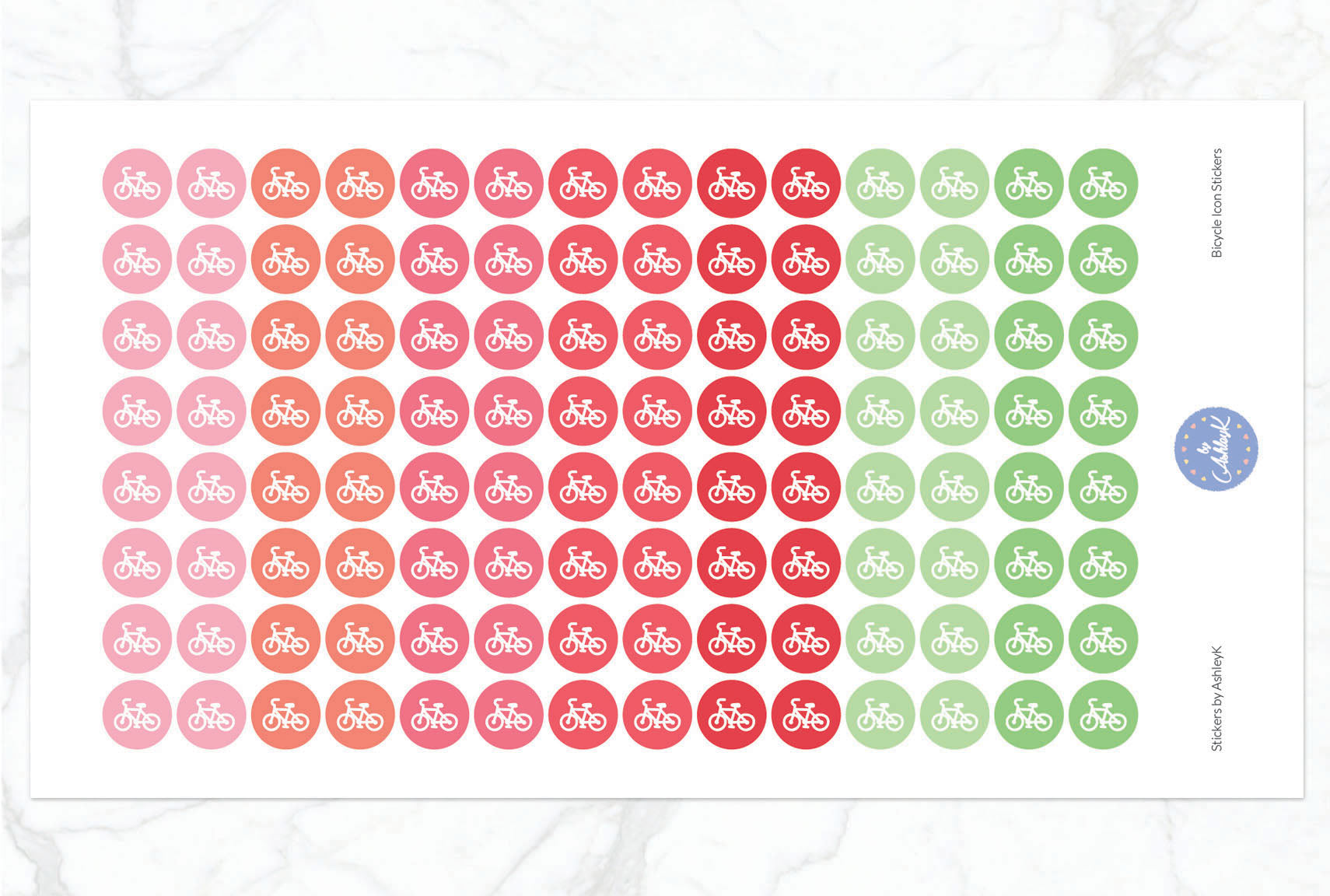 Bicycle Icon Stickers - Strawberry
