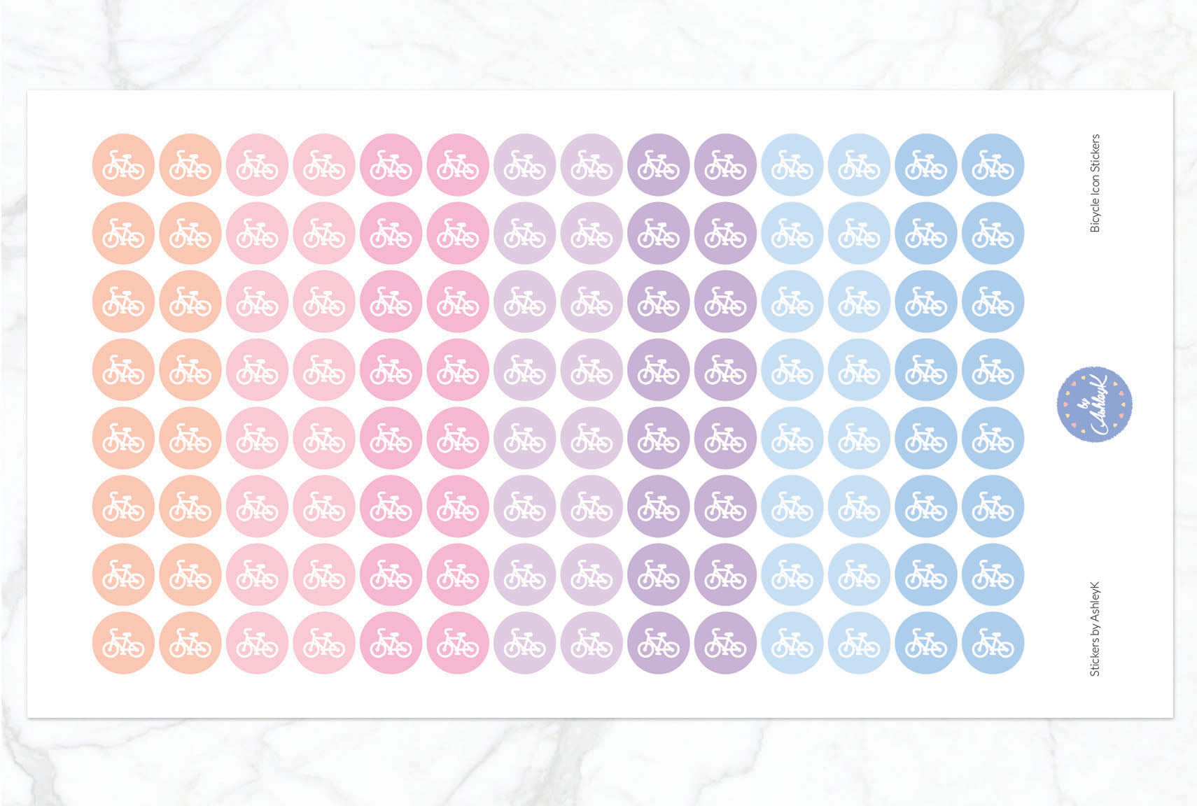 Bicycle Icon Stickers - Pastel Sunset