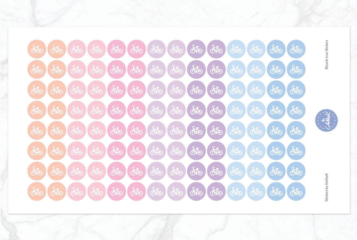 Bicycle Icon Stickers - Pastel Sunset