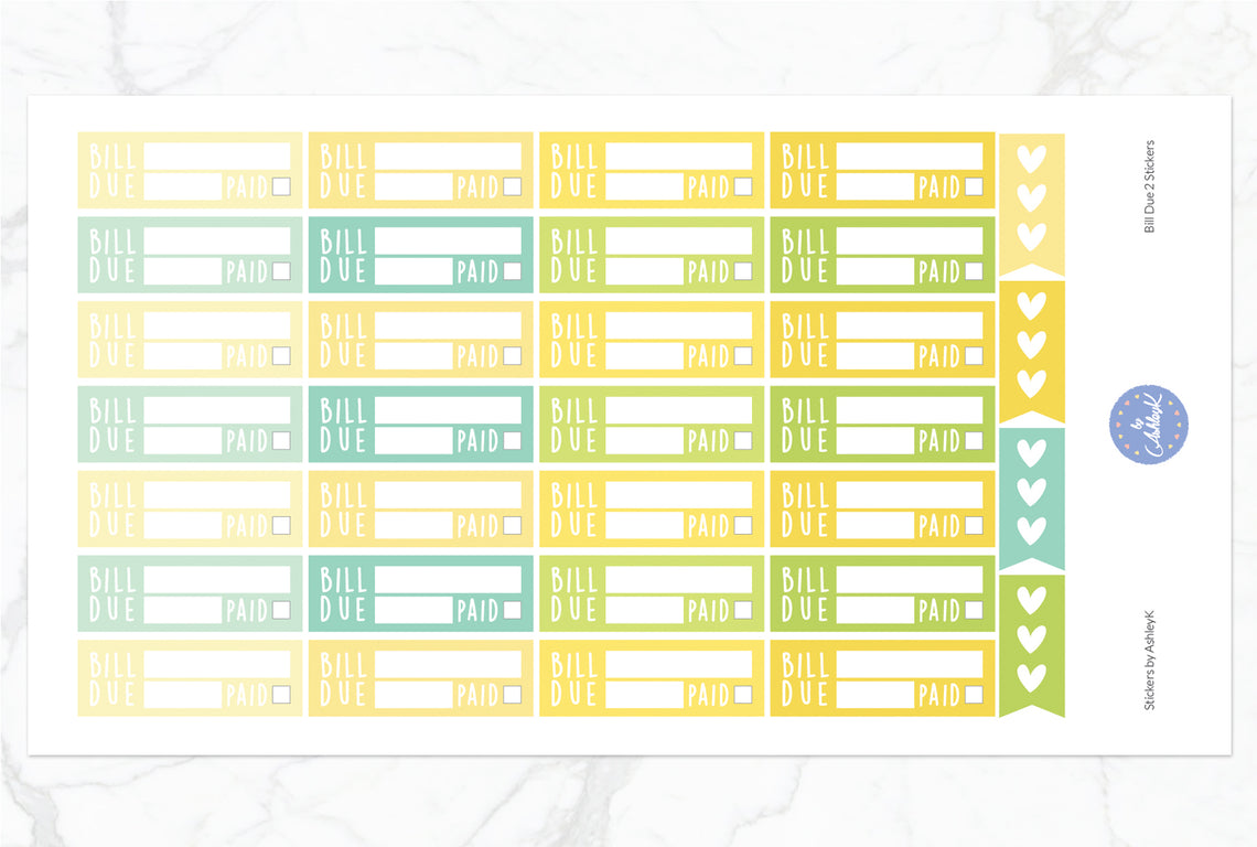 Bill Due 2  Stickers - Lemon&Lime