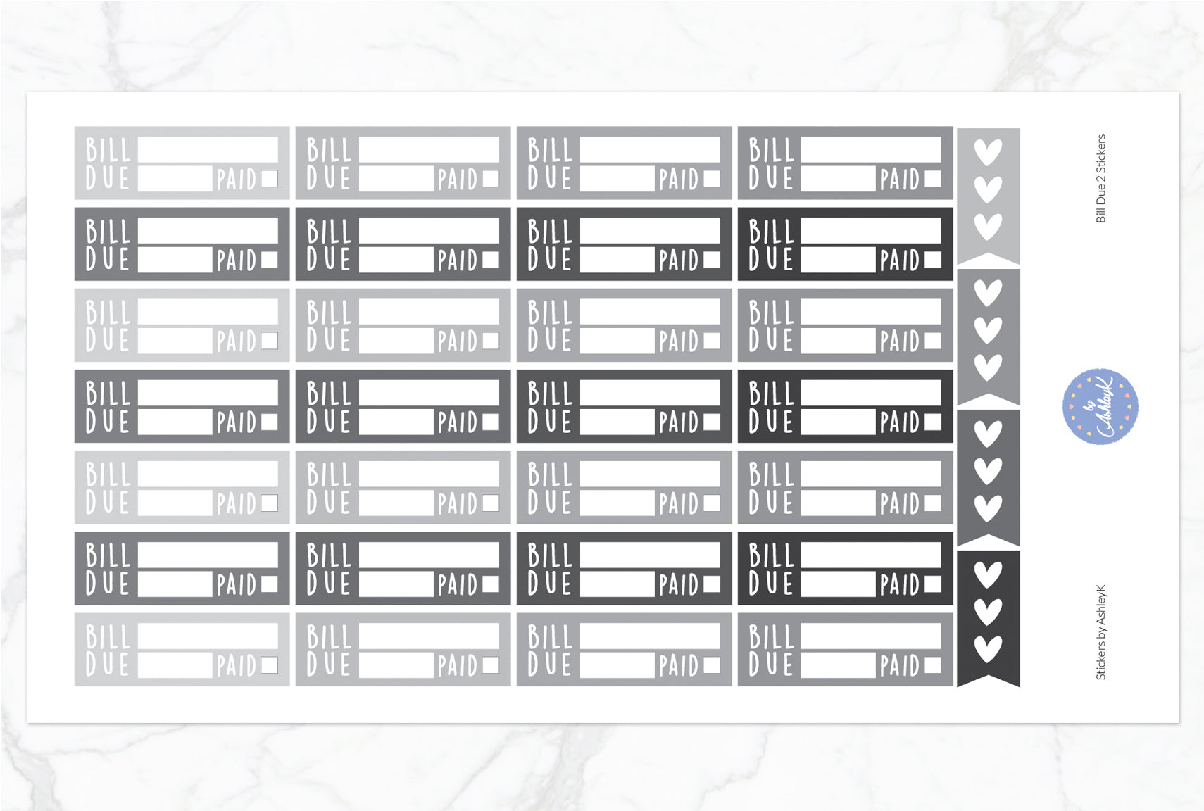 Bill Due 2  Stickers - Monochrome