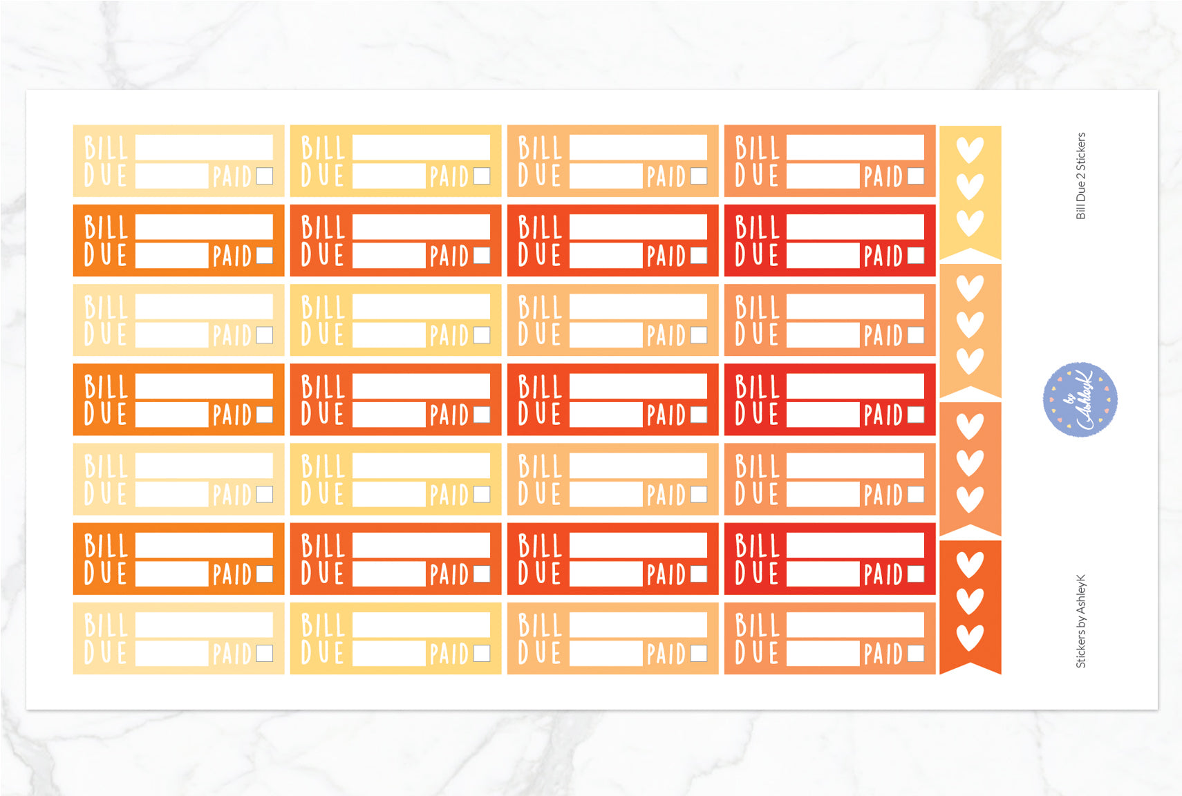 Bill Due 2  Stickers - Orange