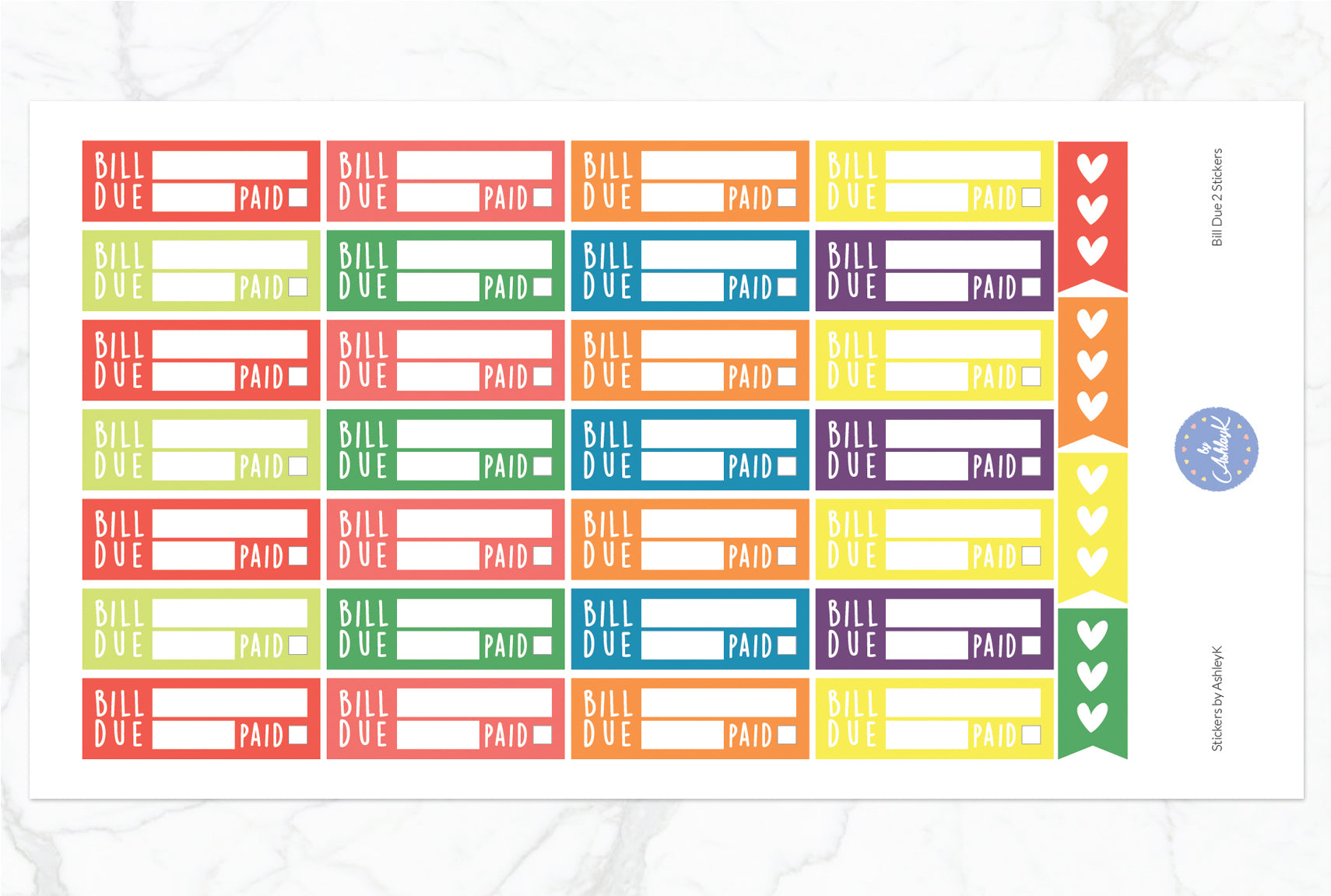 Bill Due 2  Stickers - Pastel Rainbow