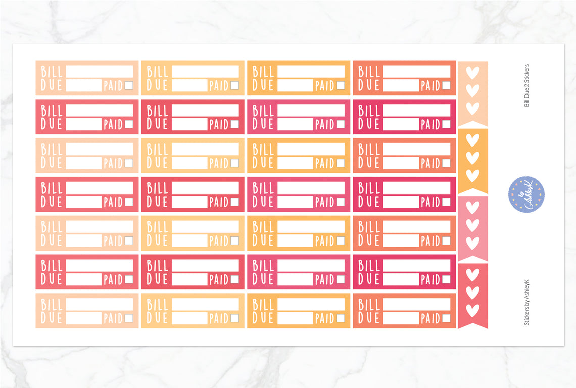 Bill Due 2  Stickers - Peach