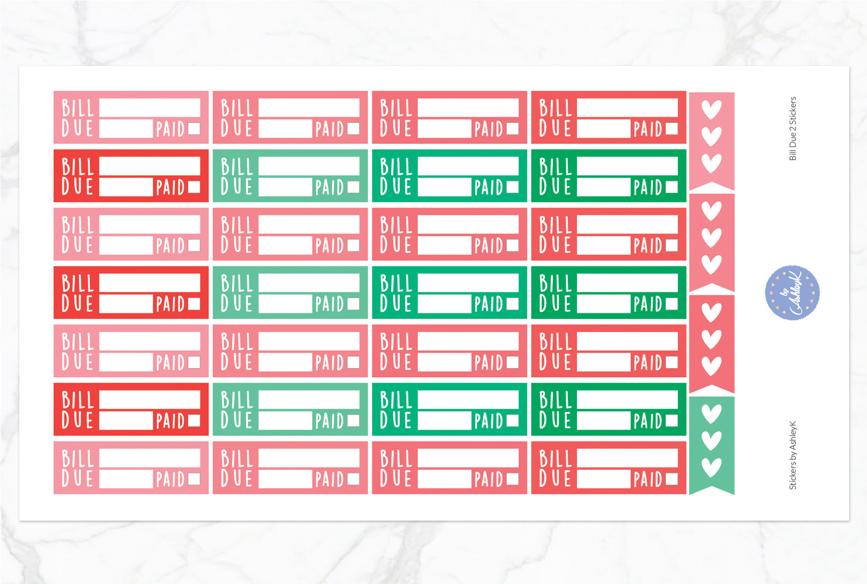 Bill Due 2  Stickers - Watermelon