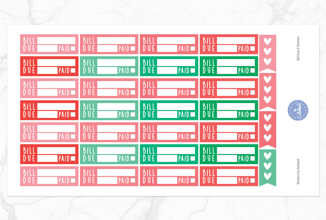 Bill Due 2  Stickers - Watermelon