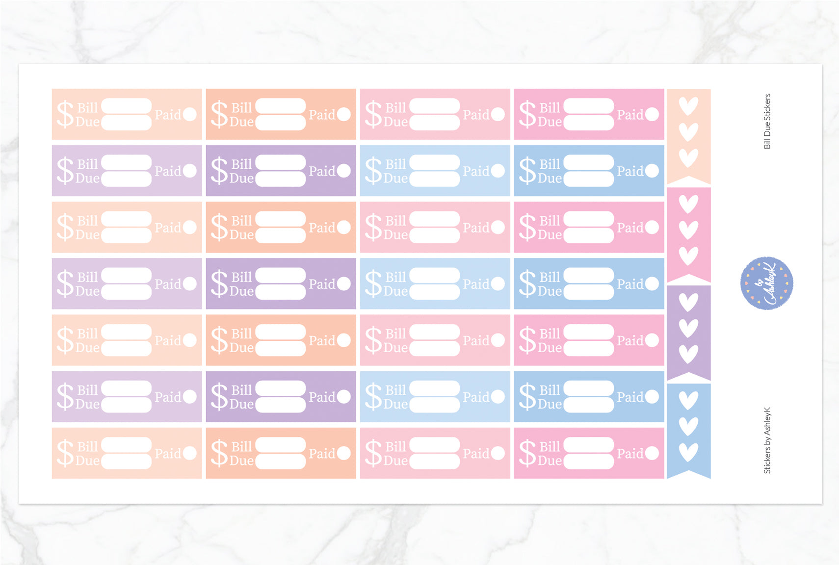 Bill Due Stickers - Pastel Sunset