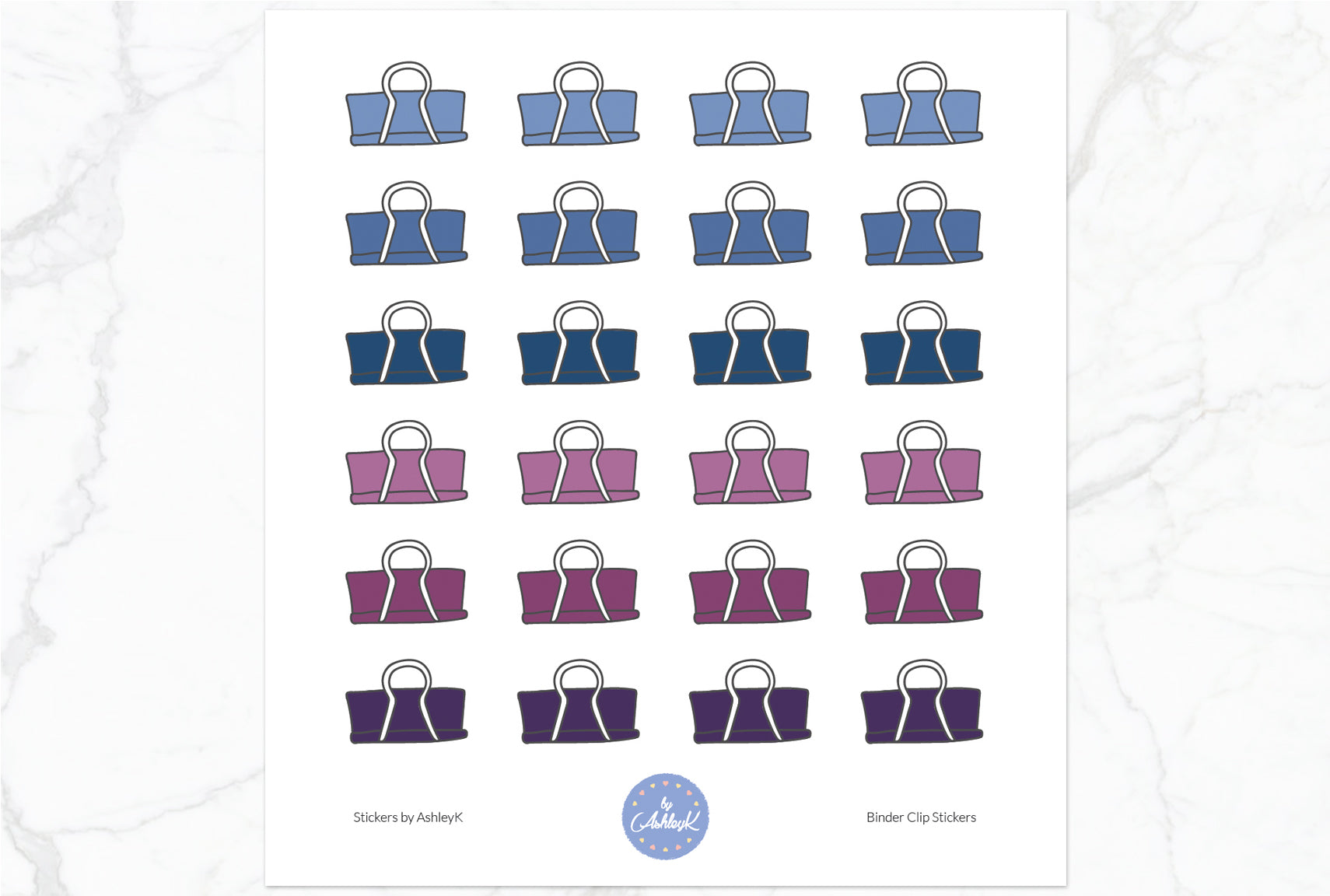 Binder Clips Stickers - Blueberry