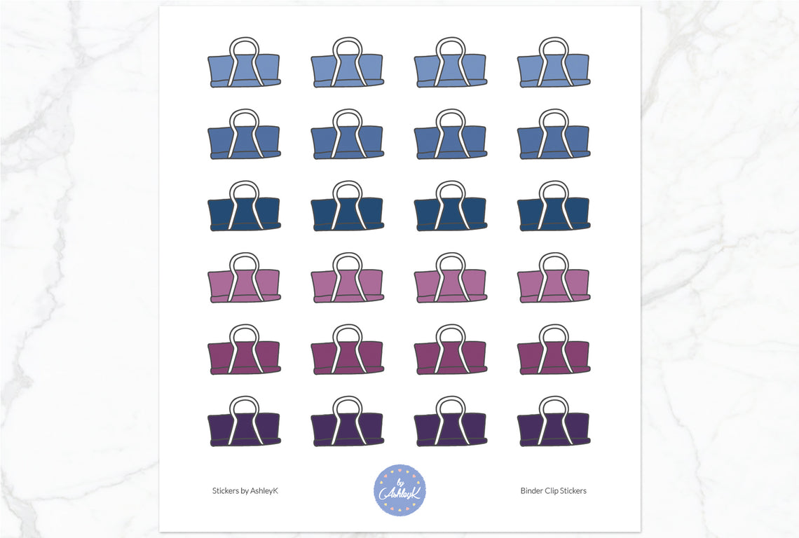 Binder Clips Stickers - Blueberry