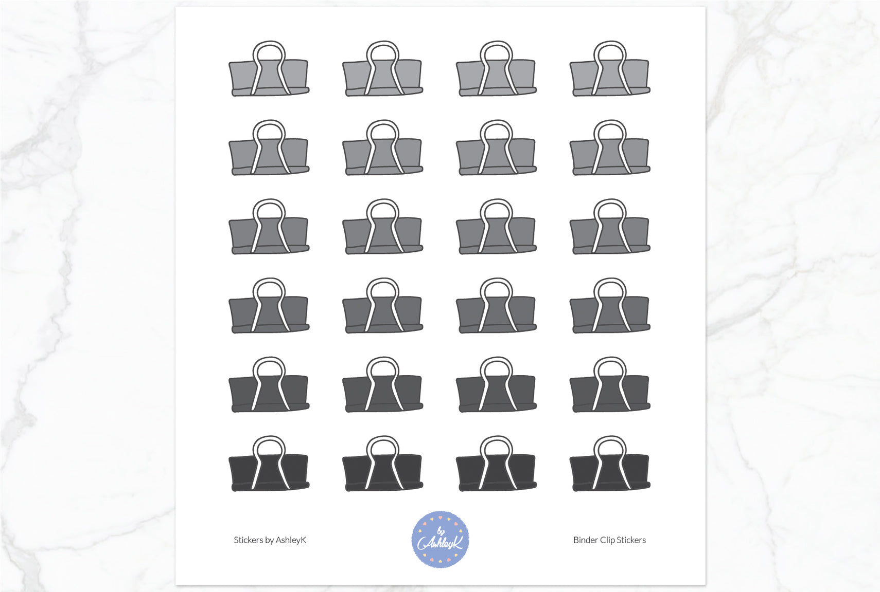 Binder Clips Stickers - Monochrome