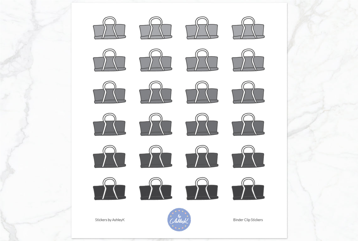 Binder Clips Stickers - Monochrome