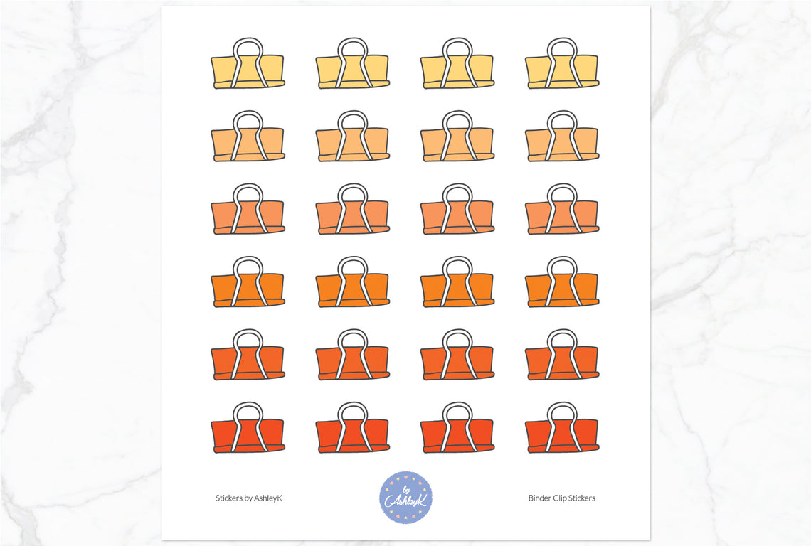 Binder Clips Stickers - Orange