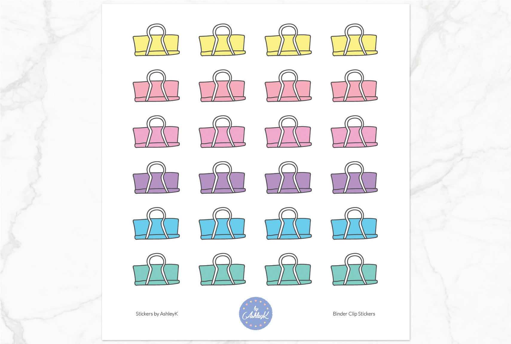 Binder Clips Stickers - Pastel