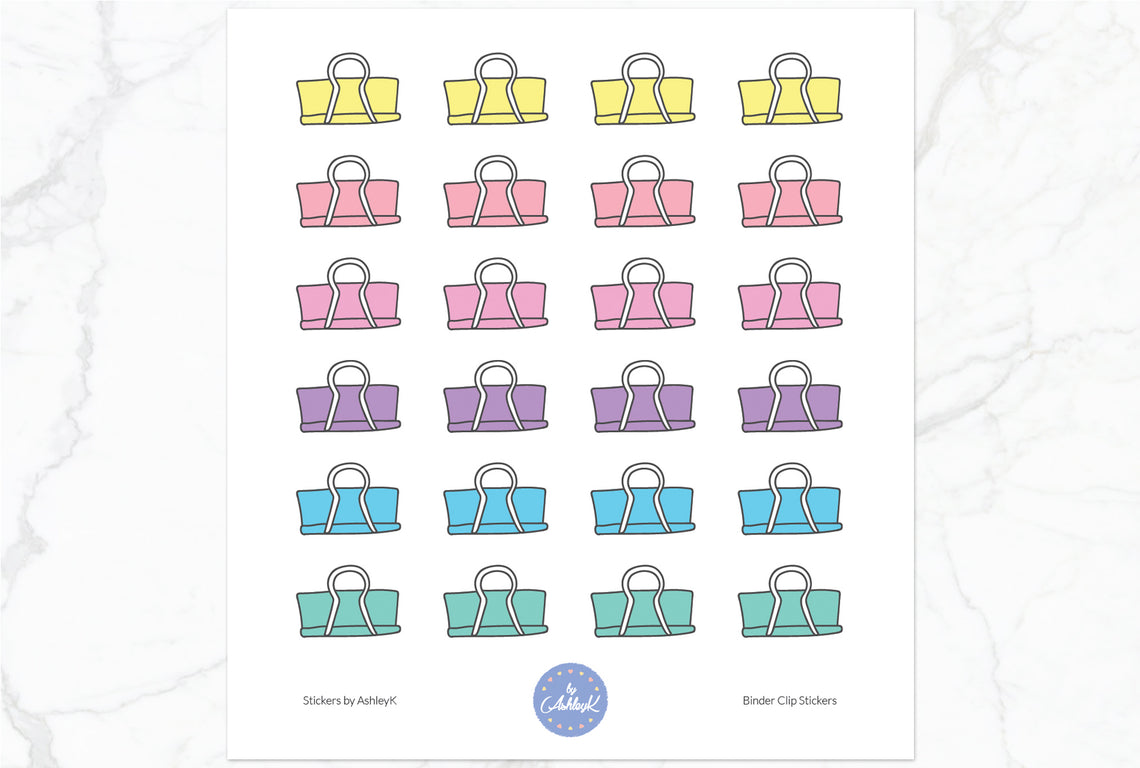 Binder Clips Stickers - Pastel