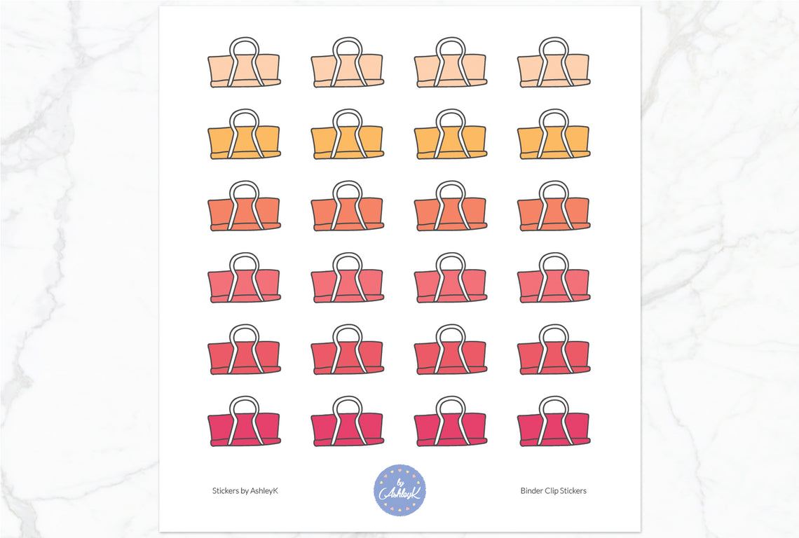 Binder Clips Stickers - Peach