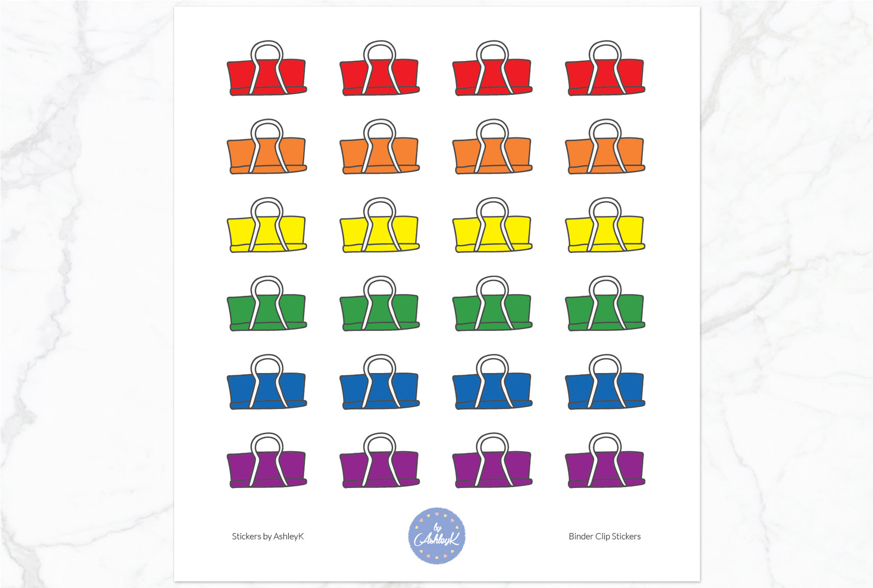 Binder Clips Stickers - Rainbow