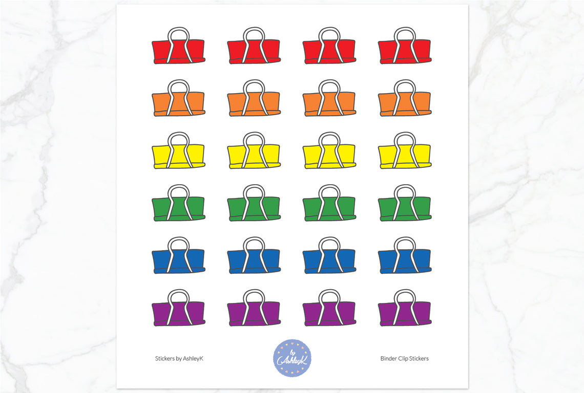 Binder Clips Stickers - Rainbow