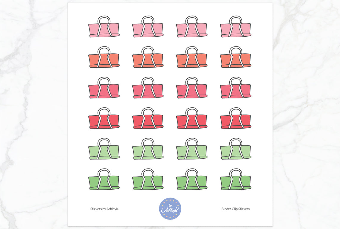 Binder Clips Stickers - Strawberry