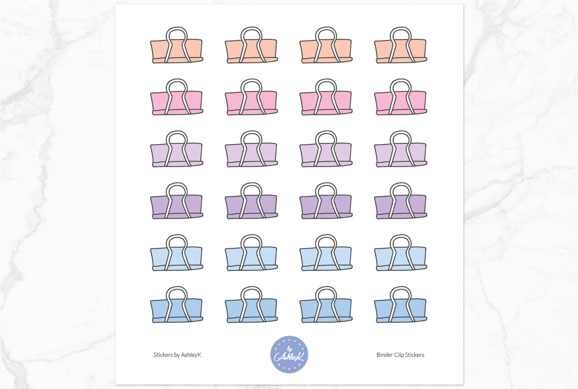 Binder Clips Stickers - Pastel Sunset