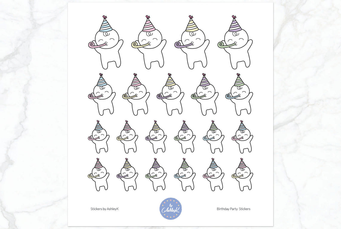 Birthday Party Emoticon Stickers