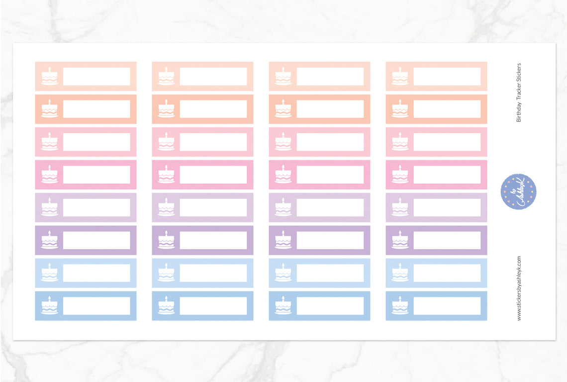 Birthday Tracker Stickers - Pastel Sunset