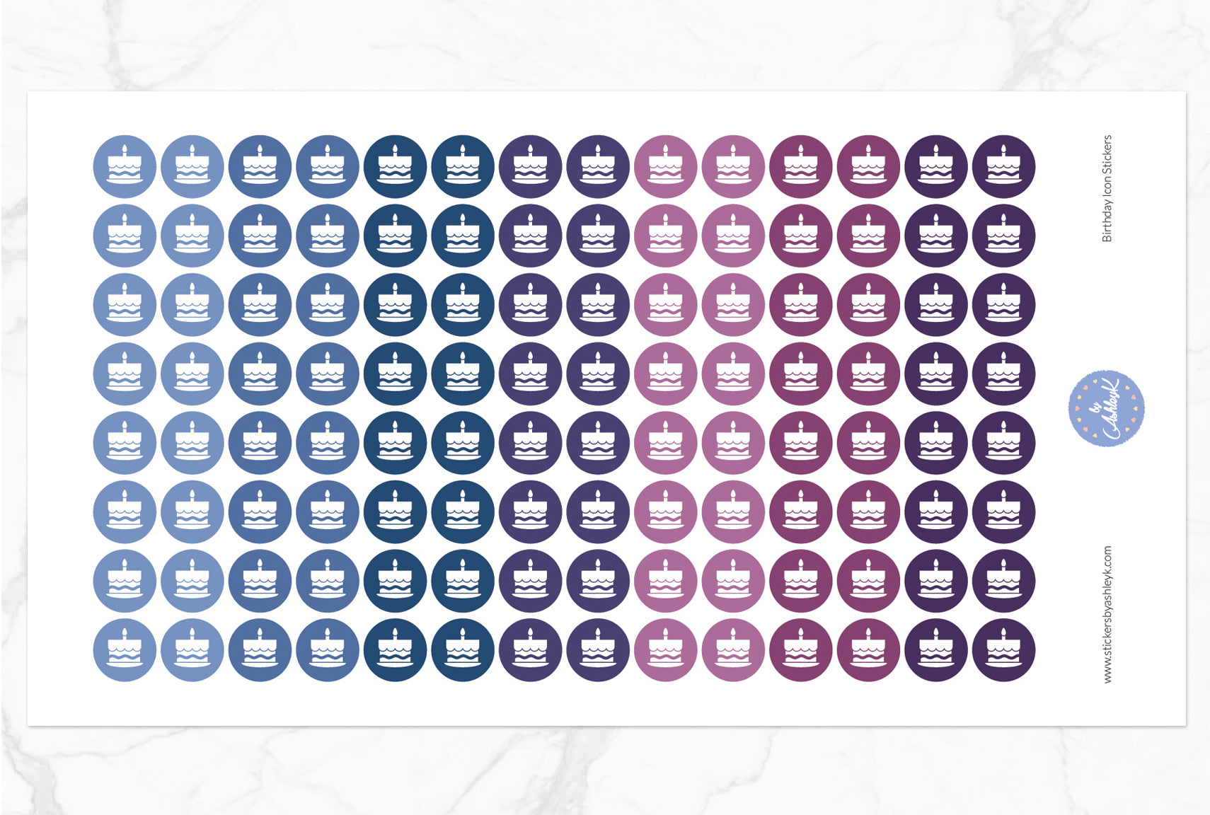 Birthday Icon Round Stickers - Blueberry