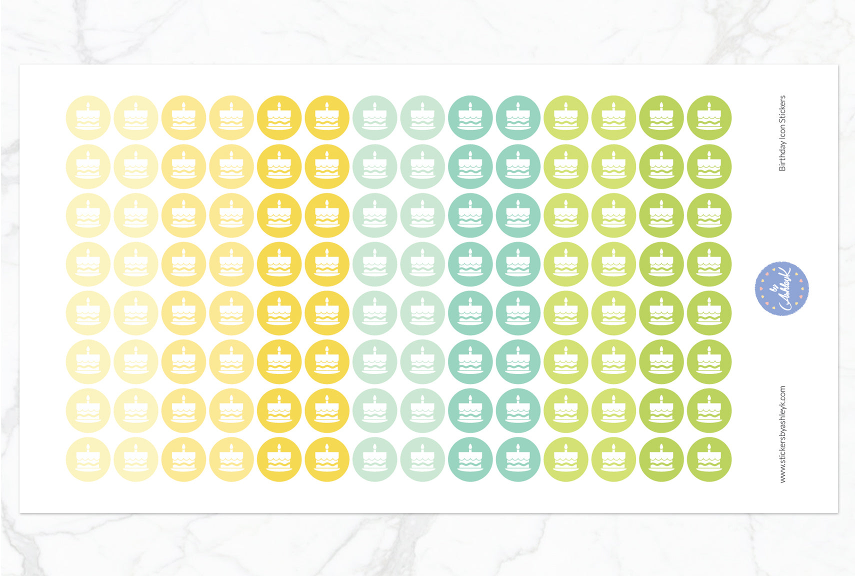 Birthday Icon Round Stickers - Lemon&Lime