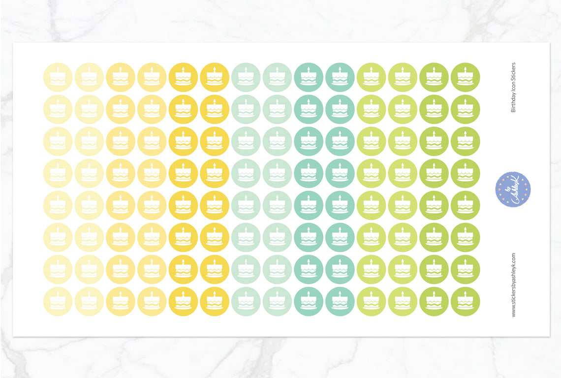 Birthday Icon Round Stickers - Lemon&Lime