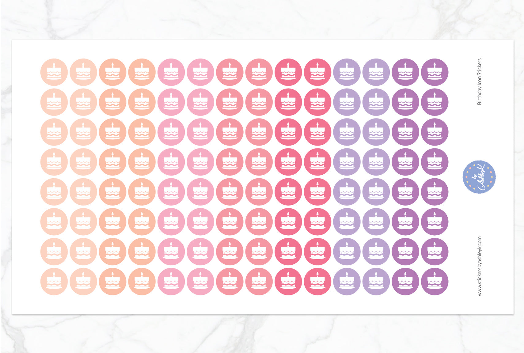 Birthday Icon Round Stickers - Raspberry