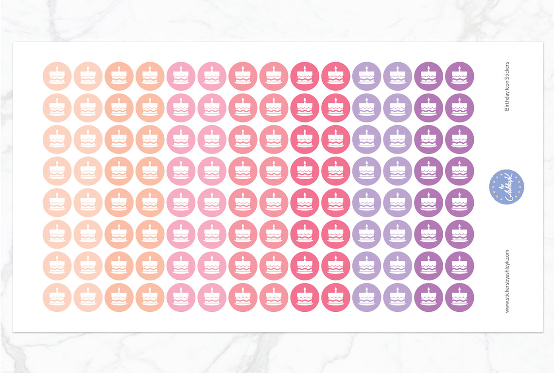 Birthday Icon Round Stickers - Raspberry