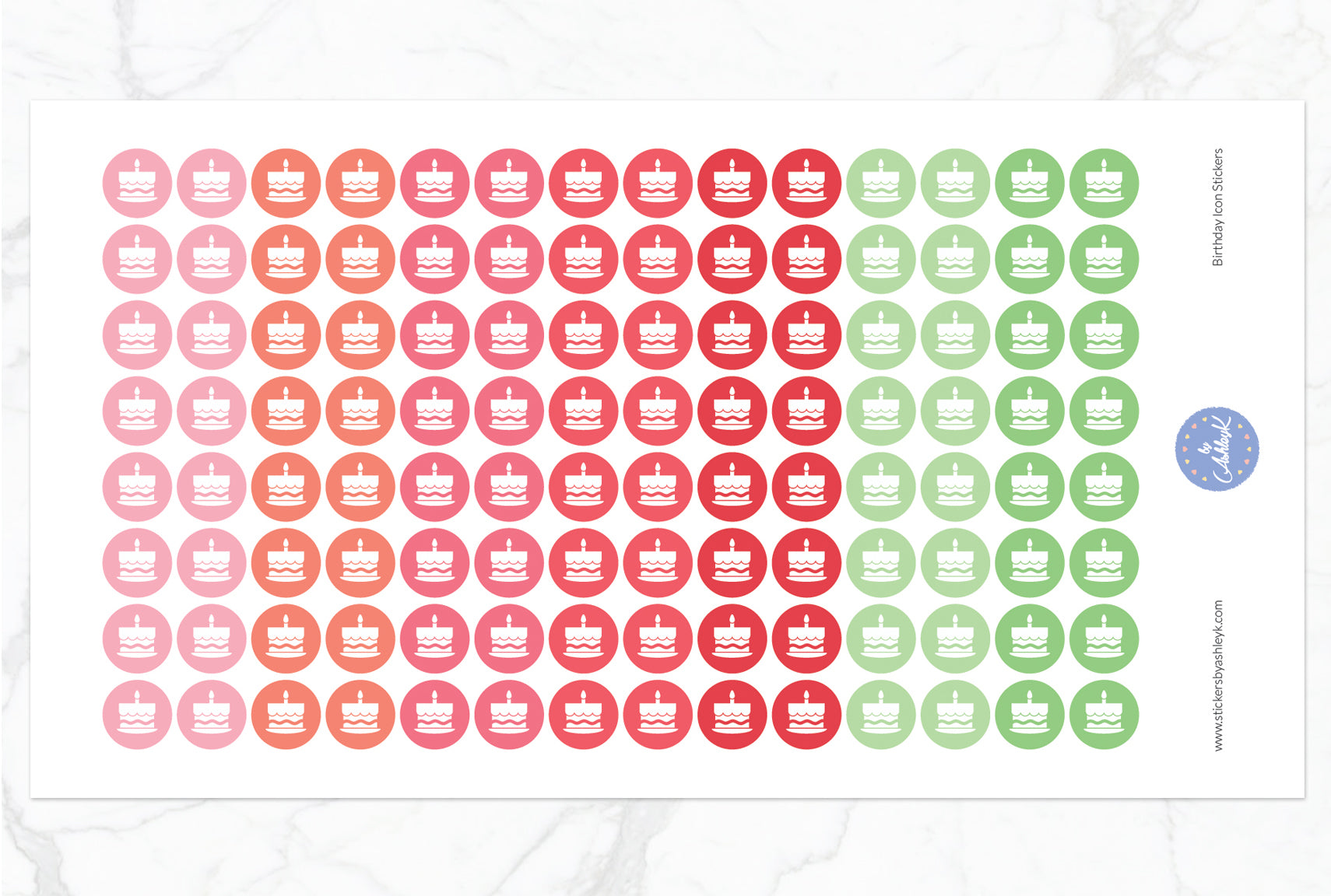 Birthday Icon Round Stickers - Strawberry