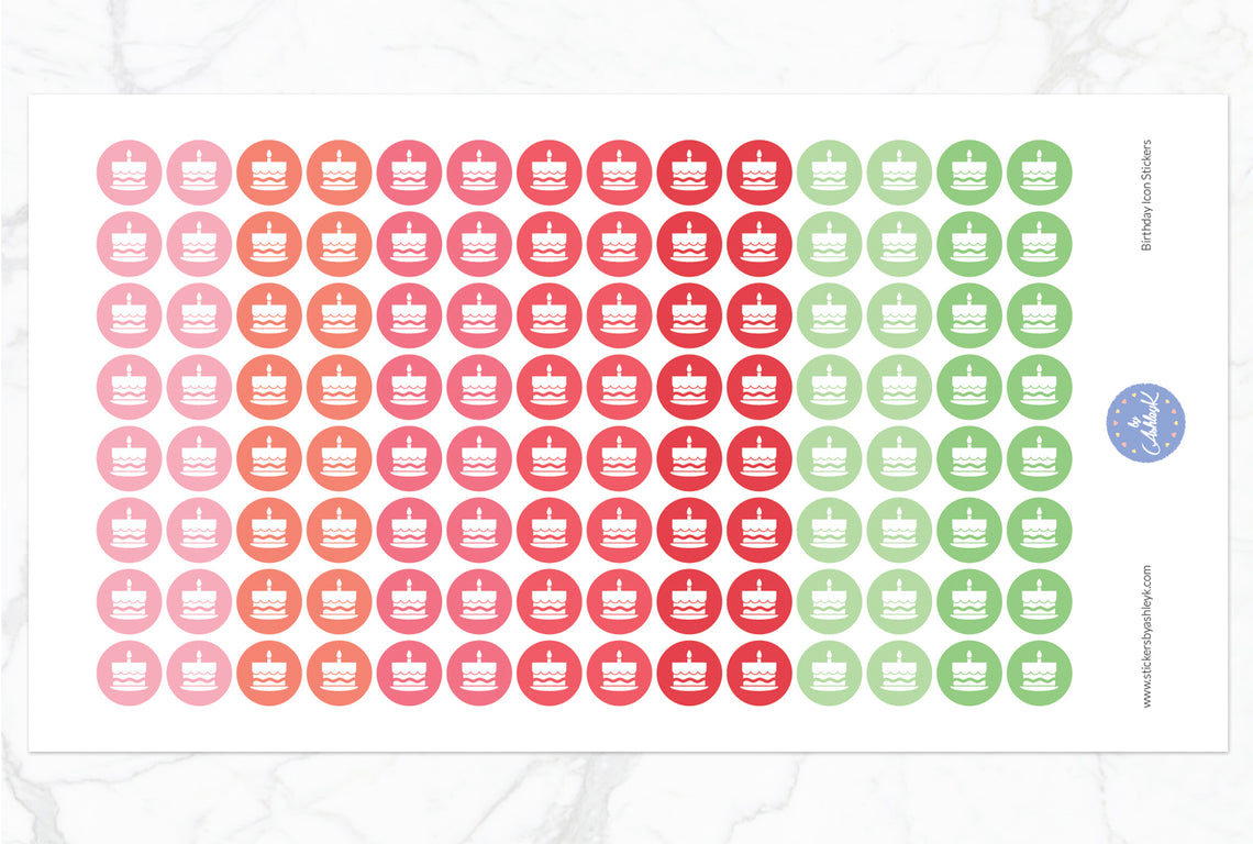 Birthday Icon Round Stickers - Strawberry